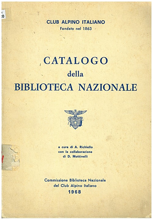 Copertina di Catalogo della Biblioteca Nazionale
